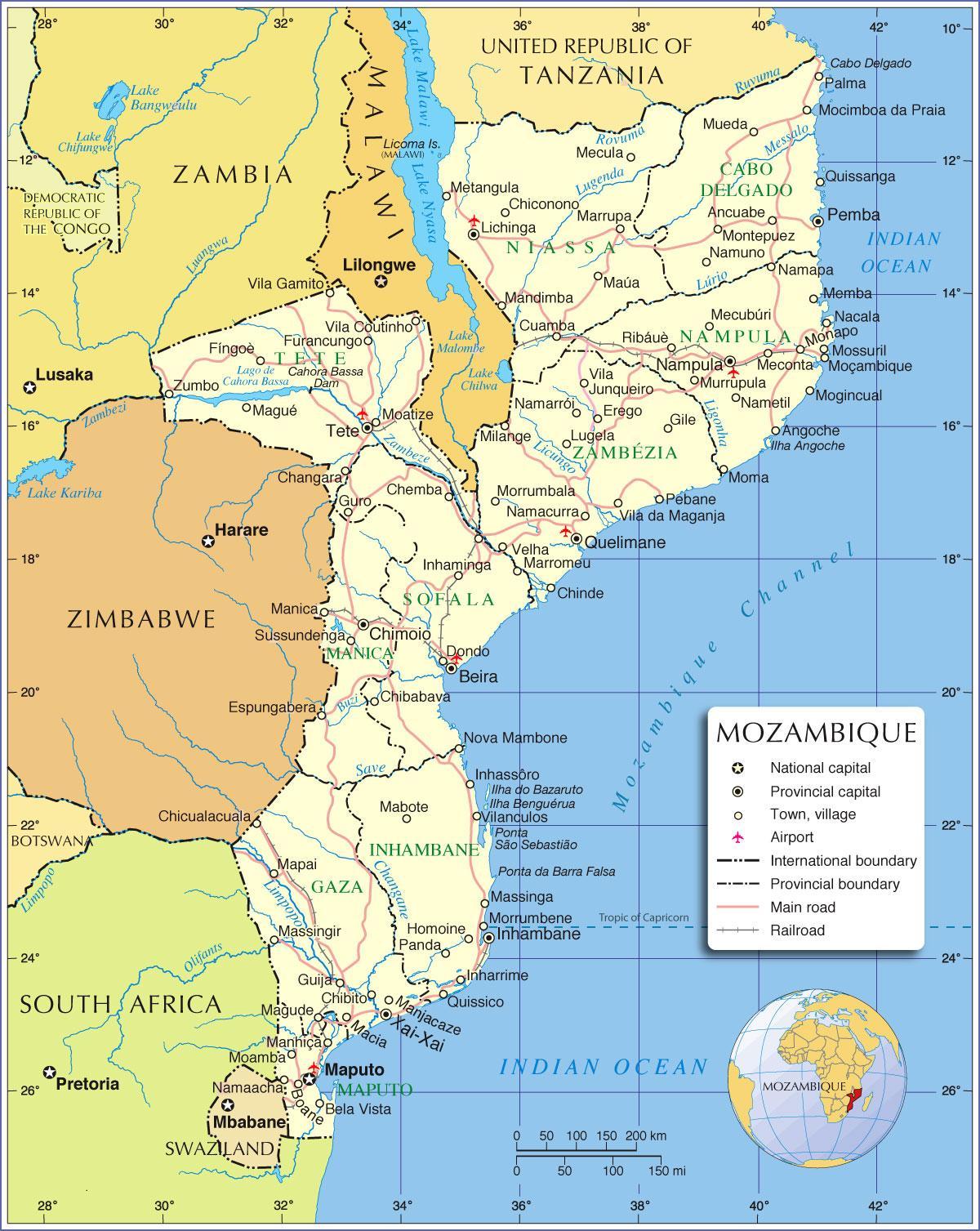 Mozambic râuri hartă
