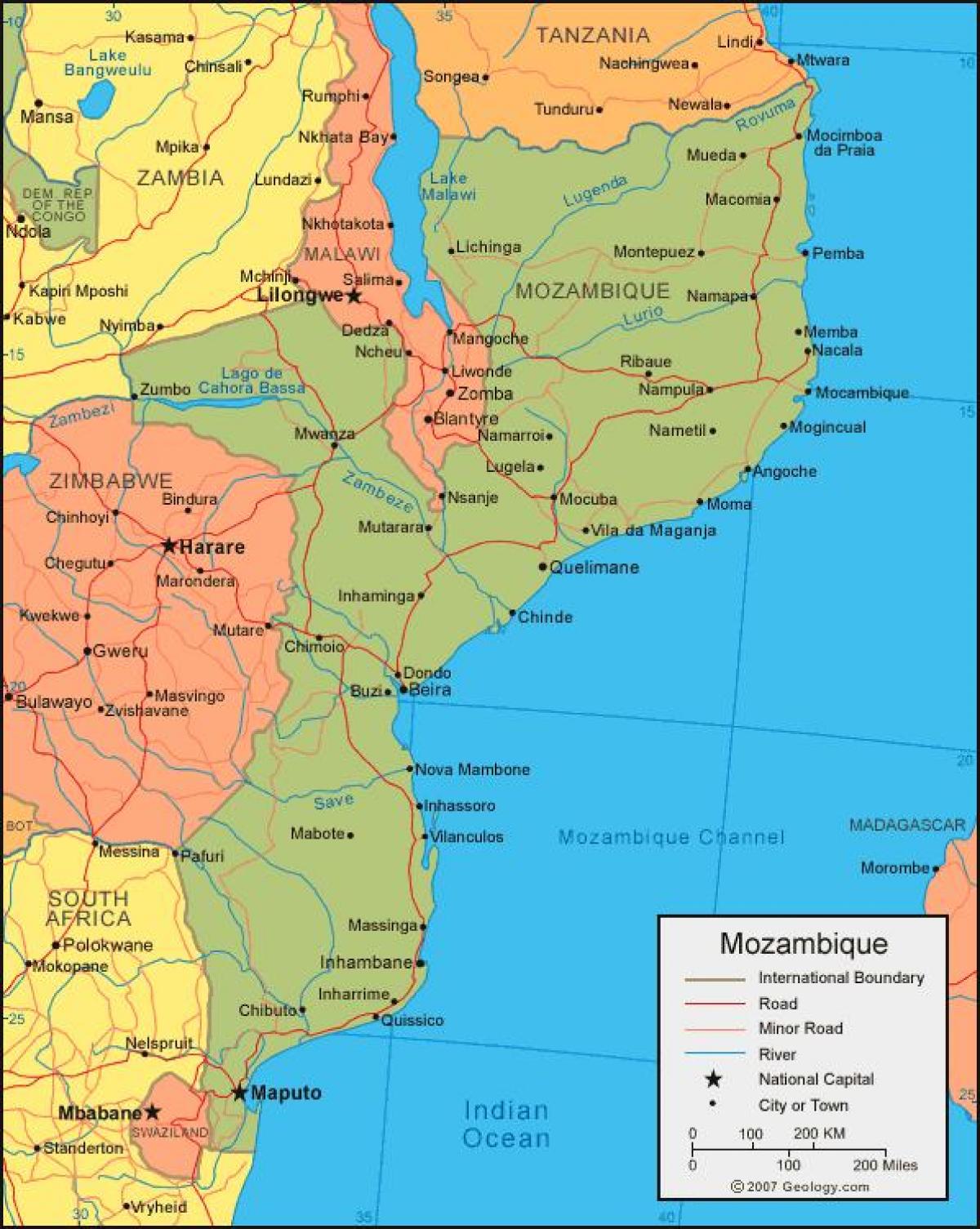 harta Mozambic litoral