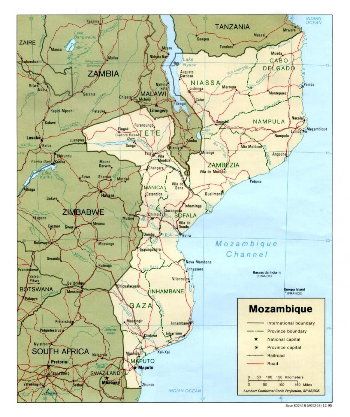 harta Mozambic drumuri
